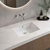 Lukka Crete Fine Ceramic Under Counter Basin with Overflow 435x310x170mm - Gloss White