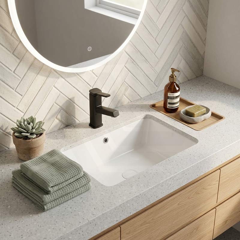 Lukka Rectangle Ceramic Undermount Basin 525x345x185mm - Gloss White