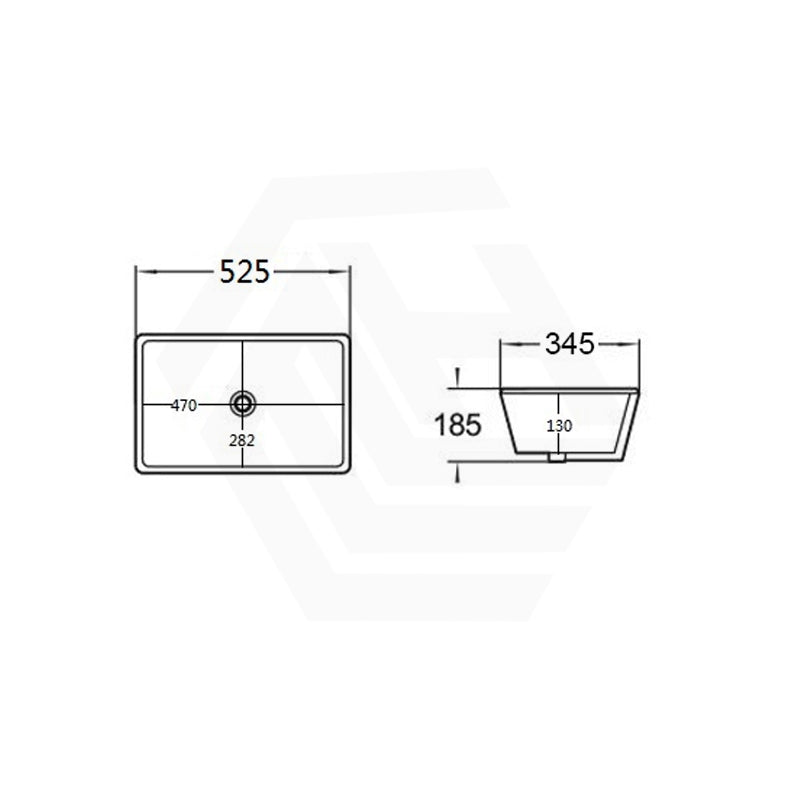 Lukka 525x345x185mm Rectangle Gloss White Undermount Basin Ceramic
