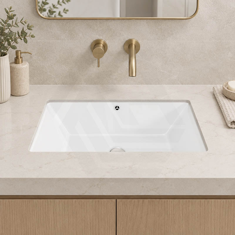 Lukka Rectangle Ceramic Undermount Basin 525x345x185mm - Gloss White