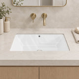 Lukka Rectangle Ceramic Undermount Basin 525x345x185mm - Gloss White