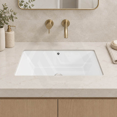 Lukka Rectangle Ceramic Undermount Basin 525x345x185mm - Gloss White