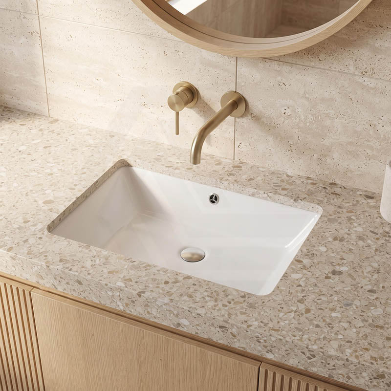 Lukka Rectangle Ceramic Undermount Basin 525x345x185mm - Gloss White