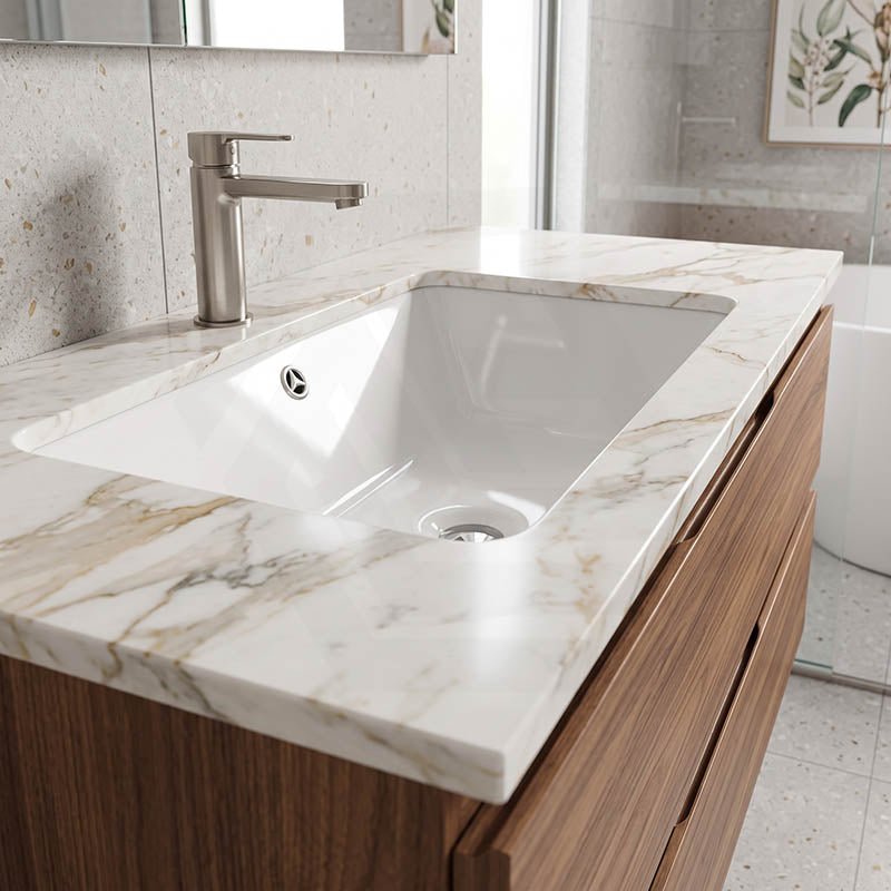 Lukka Rectangle Ceramic Undermount Basin 525x345x185mm - Gloss White