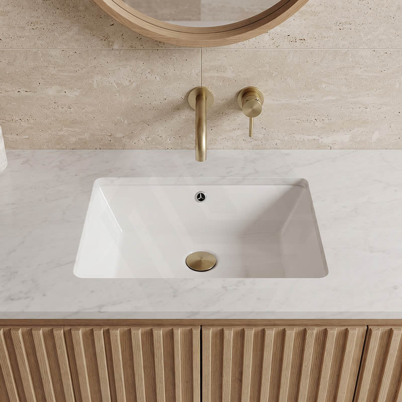 Lukka Rectangle Ceramic Undermount Basin 525x345x185mm - Gloss White
