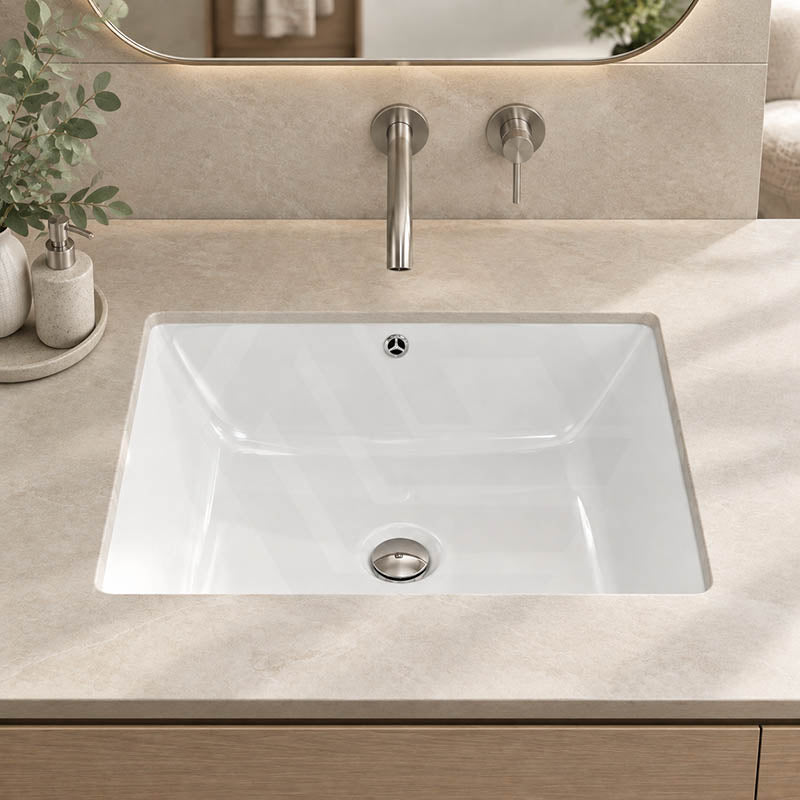 Lukka Rectangle Ceramic Undermount Basin 525x345x185mm - Gloss White