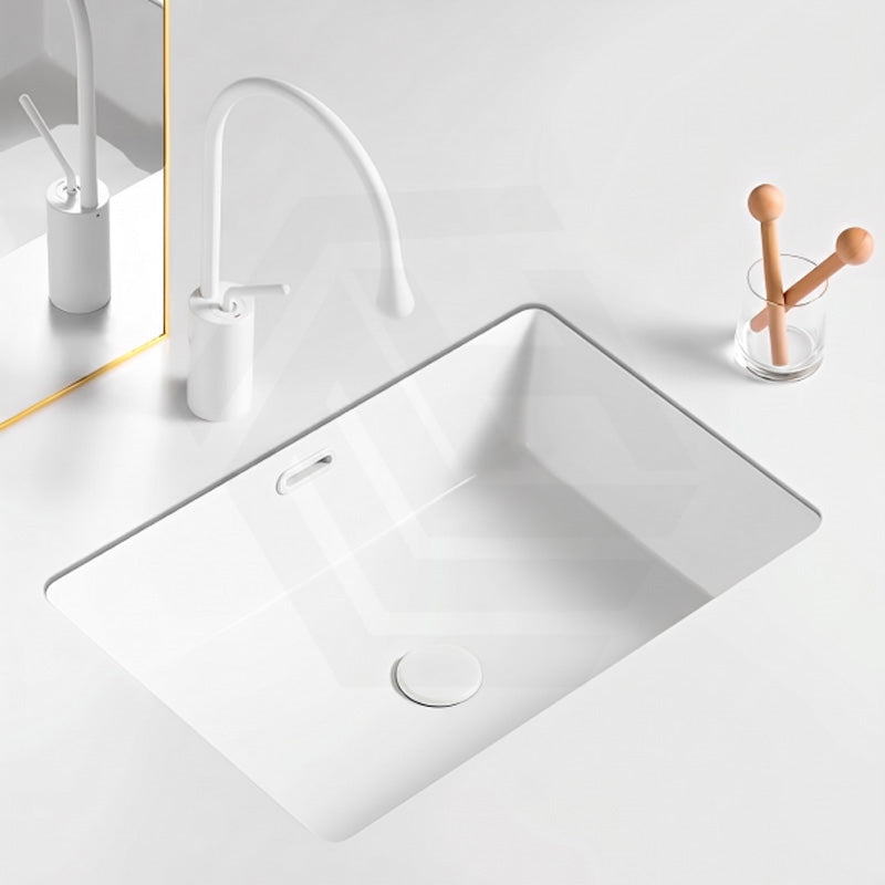 Lukka 545x380x180mm Rectangle Gloss White Under Mount Ceramic Basin Under Counter