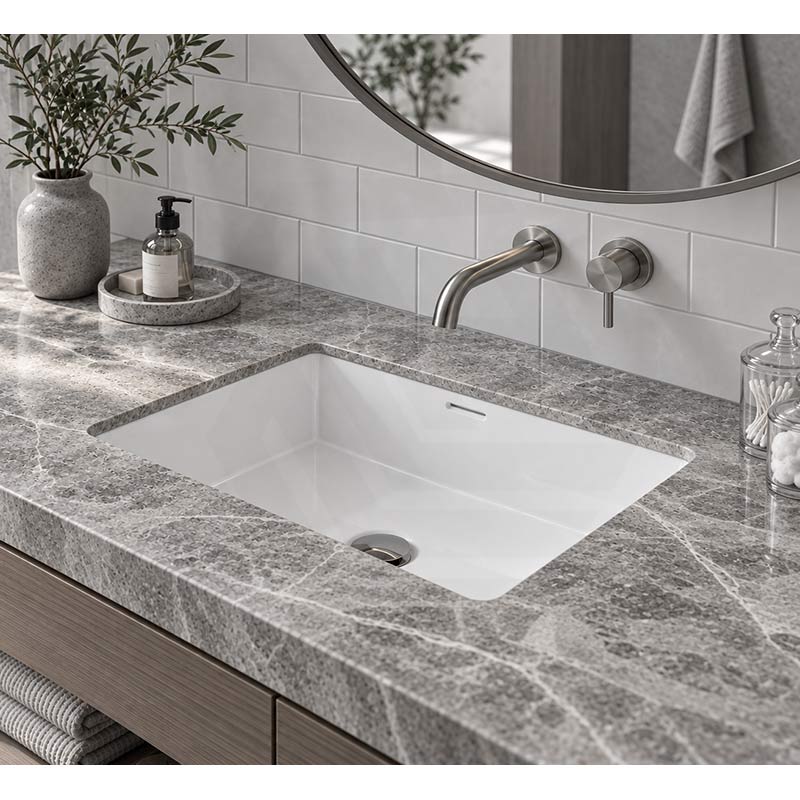 Lukka Under Counter Ceramic Basin Rectangle 545x380x180mm - Gloss White