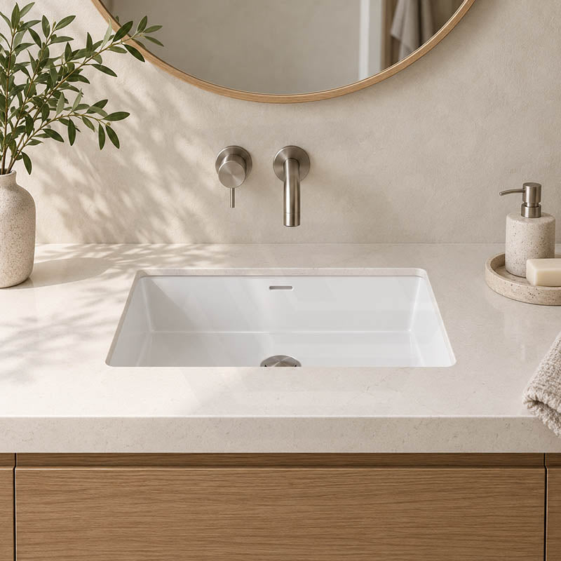 Lukka Under Counter Ceramic Basin Rectangle 545x380x180mm - Gloss White