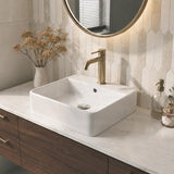 Lukka Above Counter/Wall-hung Square Ceramic Basin One Tap Hole 385x385x125mm - Gloss White