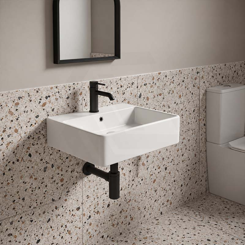 Lukka Above Counter/Wall-hung Square Ceramic Basin One Tap Hole 385x385x125mm - Gloss White