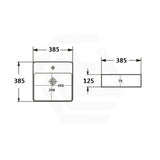 Lukka 385x385x125mm Above Counter/Wall-hung Square Gloss White Ceramic Basin One Tap Hole