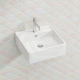 Lukka Crete Ceramic Wall Hung/Above Counter Basin with Overflow and Tap Hole 470x463x165mm - Gloss White