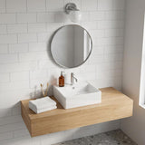 Lukka Crete Ceramic Wall Hung/Above Counter Basin with Overflow and Tap Hole 470x463x165mm - Gloss White