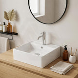 Lukka Crete Ceramic Wall Hung/Above Counter Basin with Overflow and Tap Hole 470x463x165mm - Gloss White