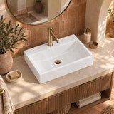 Lukka Crete Ceramic Rectangle Wall Hung/Above Counter Basin With Tap Hole 530x360x120mm - Gloss White