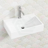 530x360x120mm Lukka Crete Ceramic Rectangle Gloss White Wall Hung/Above Counter Basin With Tap Hole