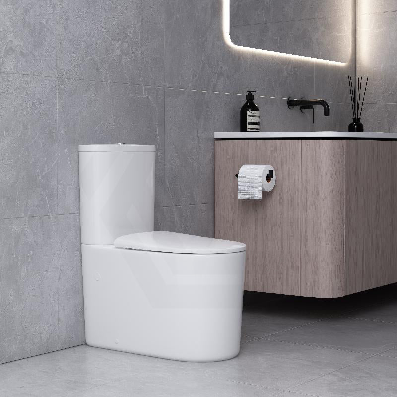 Lukka Devito 650×380×800mm Gloss White Wall Faced Tornado Rimless Quiet Flush Toilet Suite