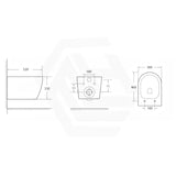 Lukka Devito 520x360x350mm White Tornado Rimless Flush Wall Hung Toilet Pan