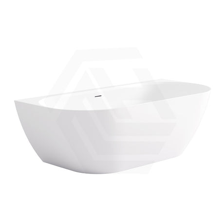 Lukka Ellips 1500/1700mm Acrylic Back To Wall Bathtub Gloss/Matt White Overflow Available