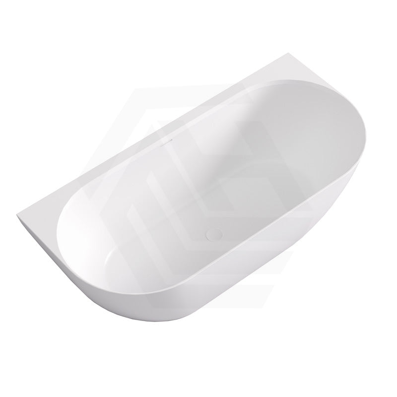 Lukka Ellips Acrylic Back To Wall Bathtub Overflow Available 1500x770x550/1700x800x550mm -  Gloss/Matt White