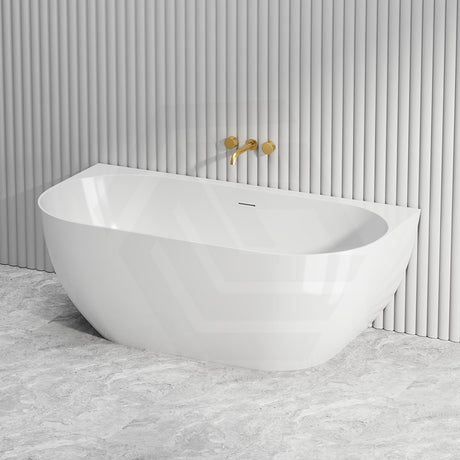 Lukka Ellips Acrylic Back To Wall Bathtub Overflow Available 1500x770x550/1700x800x550mm -  Gloss/Matt White