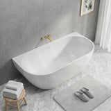 Lukka Ellips Acrylic Back To Wall Bathtub Overflow Available 1500x770x550/1700x800x550mm -  Gloss/Matt White