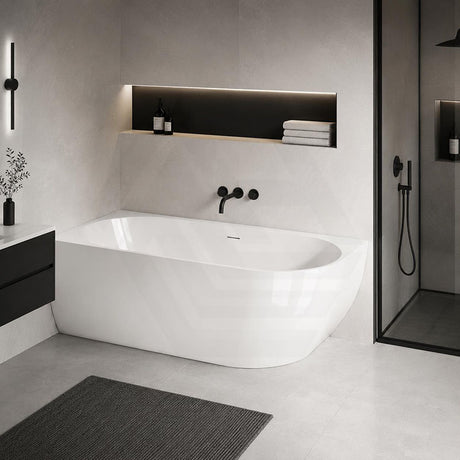 Lukka Ellips Acrylic Left/Right Corner Bathtub with Overflow 1500/1700mm - Gloss/Matt White