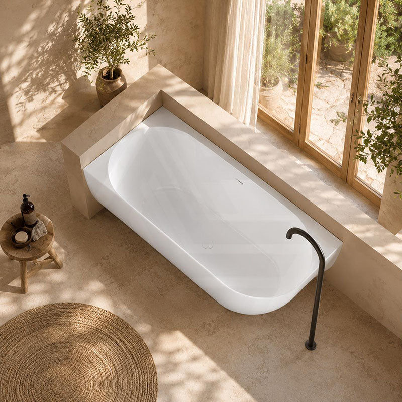 Lukka Ellips Acrylic Left/Right Corner Bathtub with Overflow 1500/1700mm - Gloss/Matt White