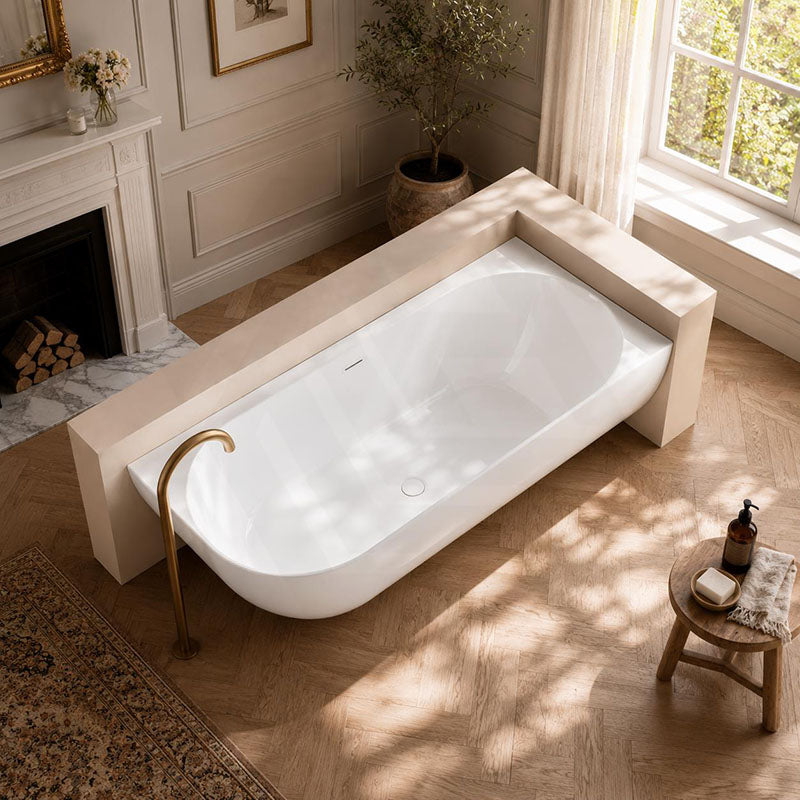 Lukka Ellips Acrylic Left/Right Corner Bathtub with Overflow 1500/1700mm - Gloss/Matt White