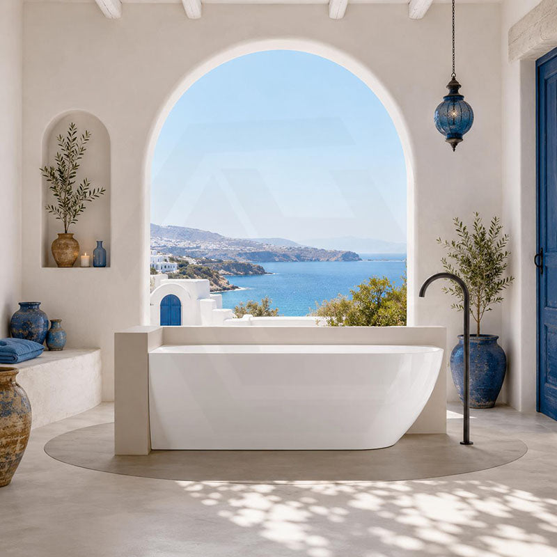 Lukka Ellips Acrylic Left/Right Corner Bathtub with Overflow 1500/1700mm - Gloss/Matt White