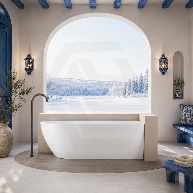 Lukka Ellips Acrylic Left/Right Corner Bathtub with Overflow 1500/1700mm - Gloss/Matt White
