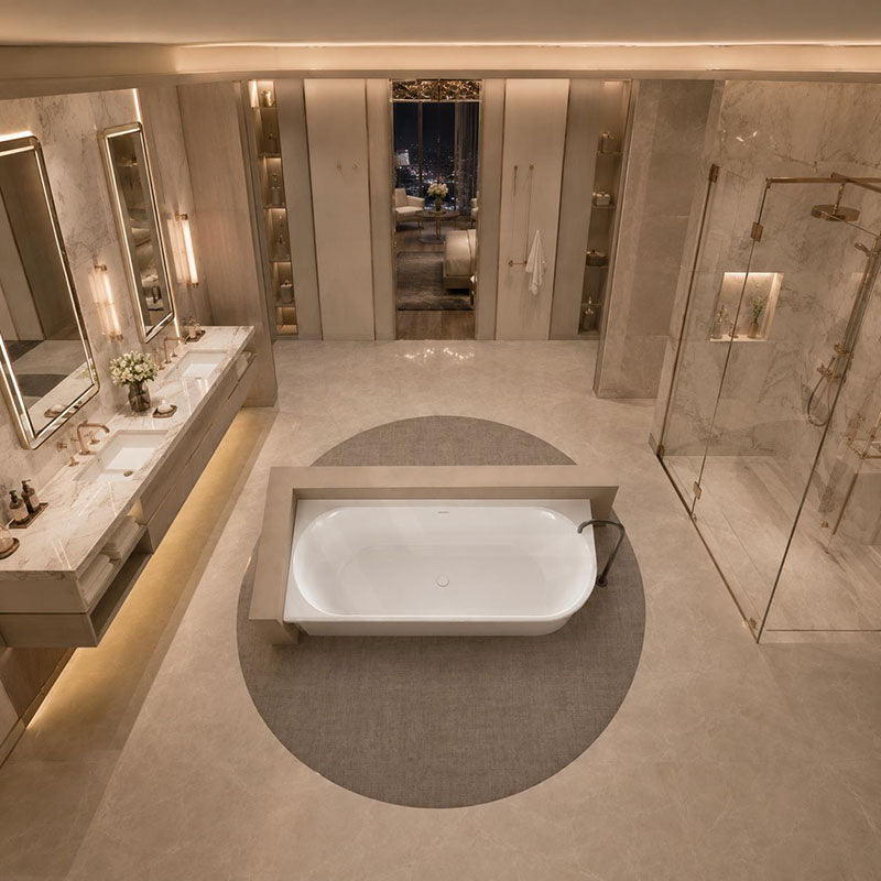 Lukka Ellips Acrylic Left/Right Corner Bathtub with Overflow 1500/1700mm - Gloss/Matt White