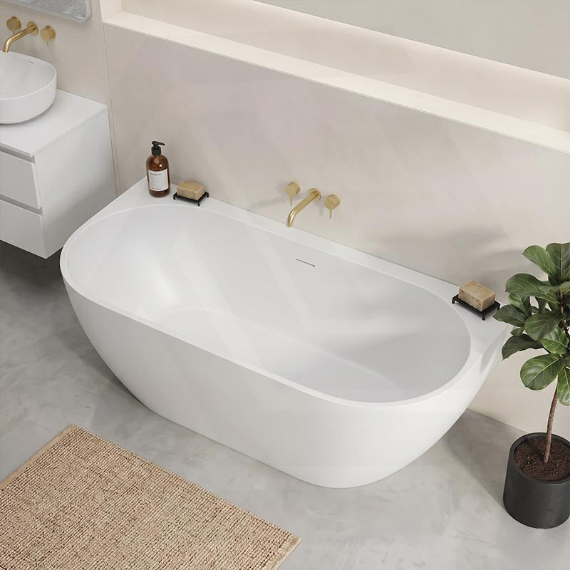 Lukka Ellips Acrylic Back To Wall Bathtub Overflow Available 1500x770x550/1700x800x550mm -  Gloss/Matt White