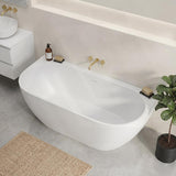 Lukka Ellips Acrylic Back To Wall Bathtub Overflow Available 1500x770x550/1700x800x550mm -  Gloss/Matt White