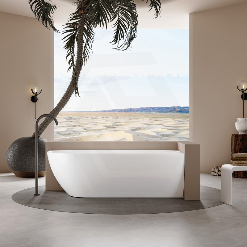 Lukka Ellips Acrylic Left/Right Corner Bathtub with Overflow 1500/1700mm - Gloss/Matt White