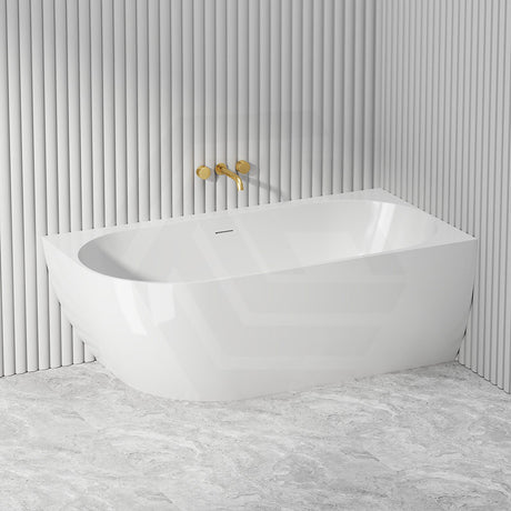 Lukka Ellips 1500/1700mm Acrylic Left/Right Corner Bathtub with Overflow Gloss/Matt White