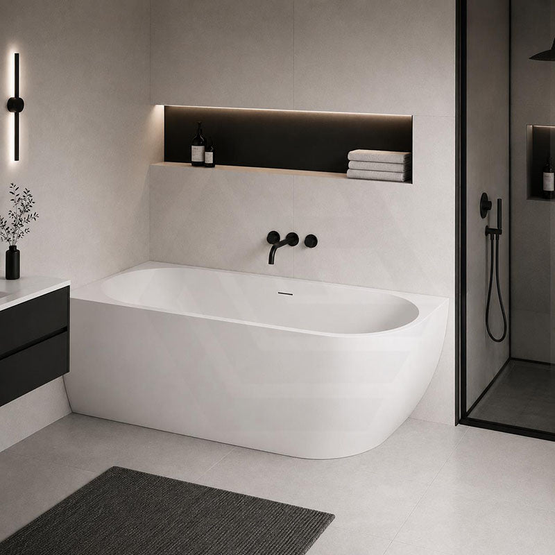 Lukka Ellips Acrylic Left/Right Corner Bathtub with Overflow 1500/1700mm - Gloss/Matt White