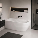 Lukka Ellips Acrylic Left/Right Corner Bathtub with Overflow 1500/1700mm - Gloss/Matt White