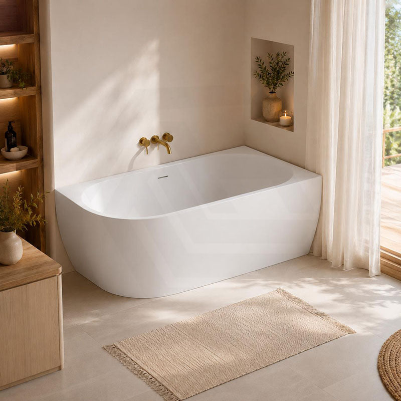 Lukka Ellips Acrylic Left/Right Corner Bathtub with Overflow 1500/1700mm - Gloss/Matt White