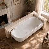 Lukka Ellips Acrylic Left/Right Corner Bathtub with Overflow 1500/1700mm - Gloss/Matt White