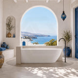 Lukka Ellips Acrylic Left/Right Corner Bathtub with Overflow 1500/1700mm - Gloss/Matt White