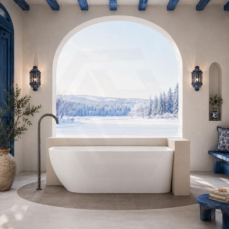 Lukka Ellips Acrylic Left/Right Corner Bathtub with Overflow 1500/1700mm - Gloss/Matt White