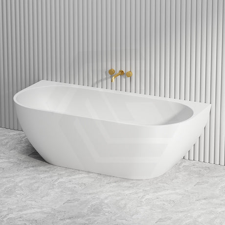 Lukka Ellips Acrylic Back To Wall Bathtub Overflow Available 1500x770x550/1700x800x550mm -  Gloss/Matt White