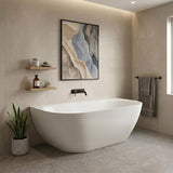 Lukka Ellips Acrylic Back To Wall Bathtub Overflow Available 1500x770x550/1700x800x550mm -  Gloss/Matt White