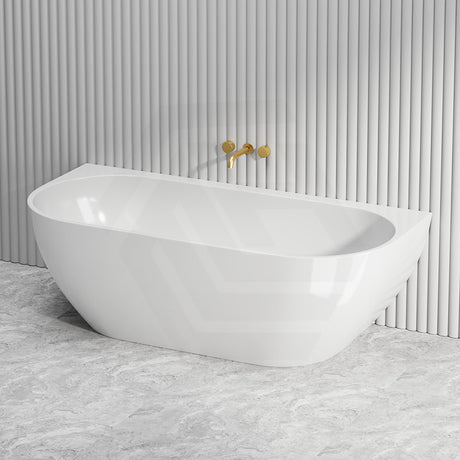 Lukka Ellips Acrylic Back To Wall Bathtub Overflow Available 1500x770x550/1700x800x550mm -  Gloss/Matt White