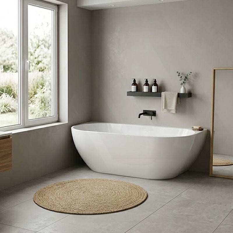 Lukka Ellips Acrylic Back To Wall Bathtub Overflow Available 1500x770x550/1700x800x550mm -  Gloss/Matt White