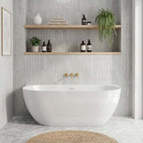 Lukka Ellips Acrylic Back To Wall Bathtub Overflow Available 1500x770x550/1700x800x550mm -  Gloss/Matt White