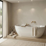Lukka Ellips Acrylic Back To Wall Bathtub Overflow Available 1500x770x550/1700x800x550mm -  Gloss/Matt White