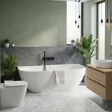 Lukka Ellips Acrylic Back To Wall Bathtub Overflow Available 1500x770x550/1700x800x550mm -  Gloss/Matt White